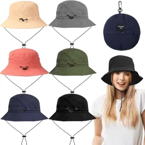 JaGely 6 Pcs Sun Fishing Hat Waterproof Bucket Hat for Women Men Packable UV Protection Adjustable Beach Foldable Hiking Safari Caps