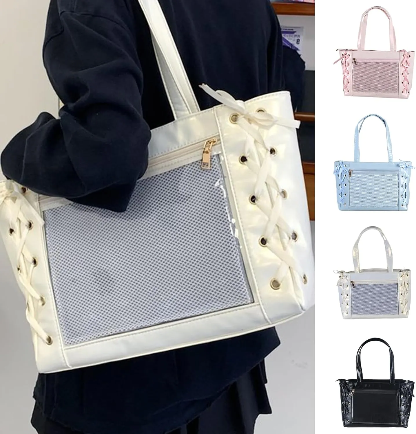 Japanese Anime Itabag Bag Large Capacity Girl's Shoulder Handbag with Reinforced Bottom Panel Underarm Bags for Student
