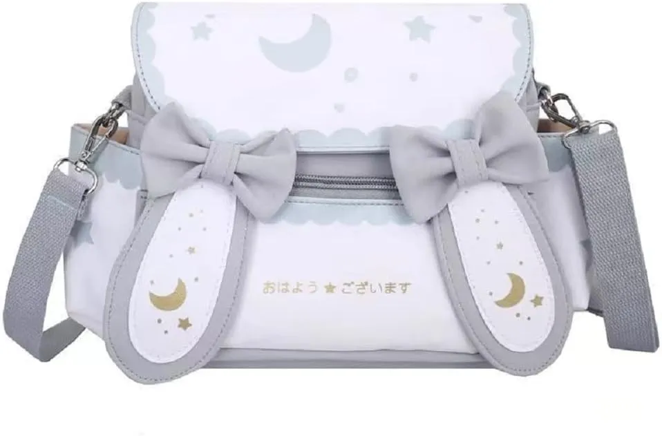 Japanese Kawaii Bunny Ear Backpack with Cute Manga Girl School Backpack Book Bag Satchel Student Teen JK (Small, Blue)