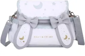 Japanese Kawaii Bunny Ear Backpack with Cute Manga Girl School Backpack Book Bag Satchel Student Teen JK (Small, Blue)