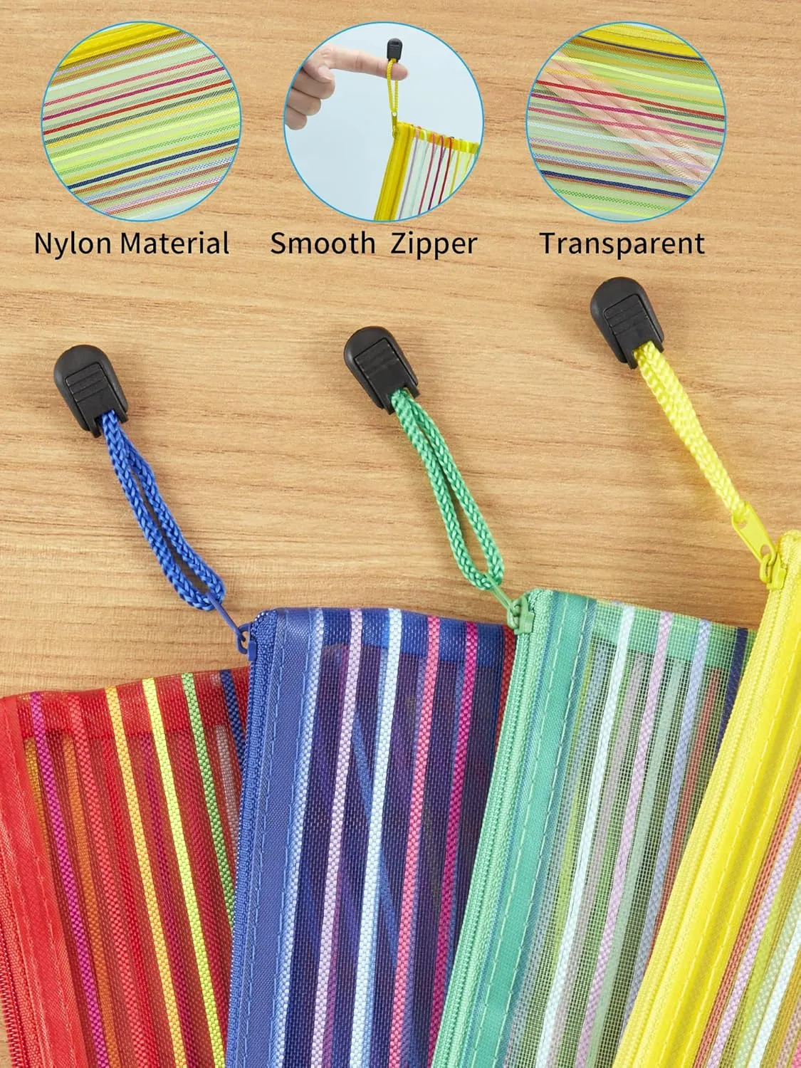 JARLINK 20 Pack 10 Colors Zipper Mesh Pouch, Zipper Bag Multipurpose Travel Bags for Office Supplies Cosmetics Travel Accessories Multicolor