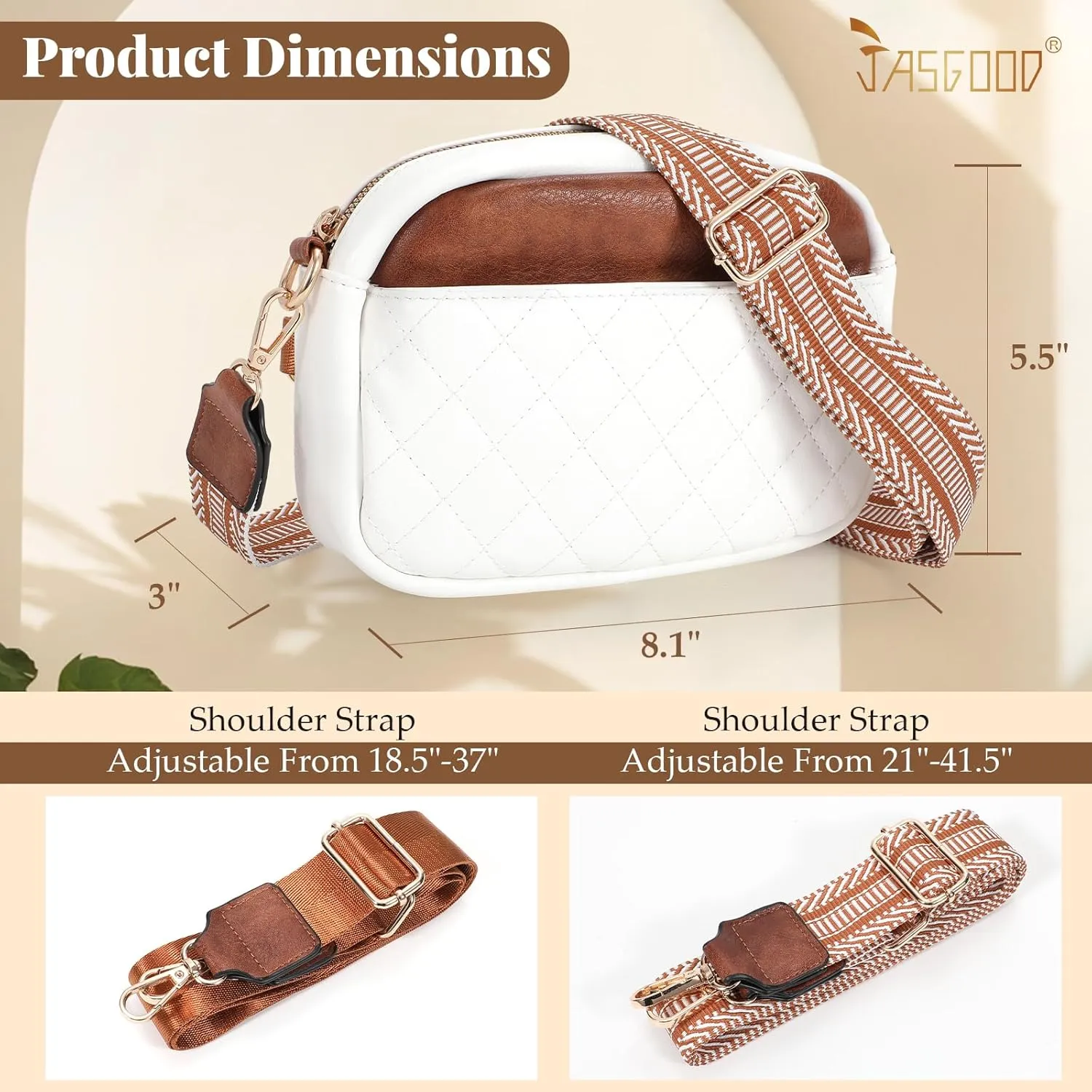 JASGOOD Crossbody Bags for Women, Leather Shoulder Purse and Handbags with Adjustable Strap