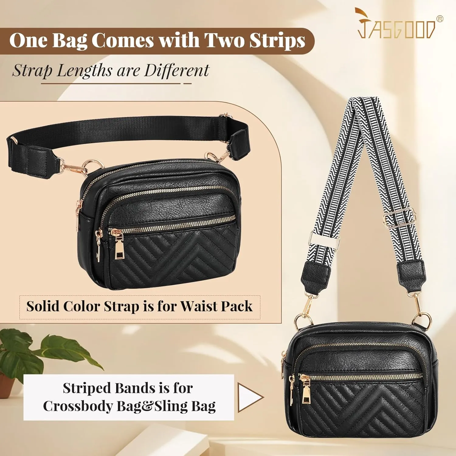 JASGOOD Crossbody Bags for Women, Leather Shoulder Purse and Handbags with Adjustable Strap