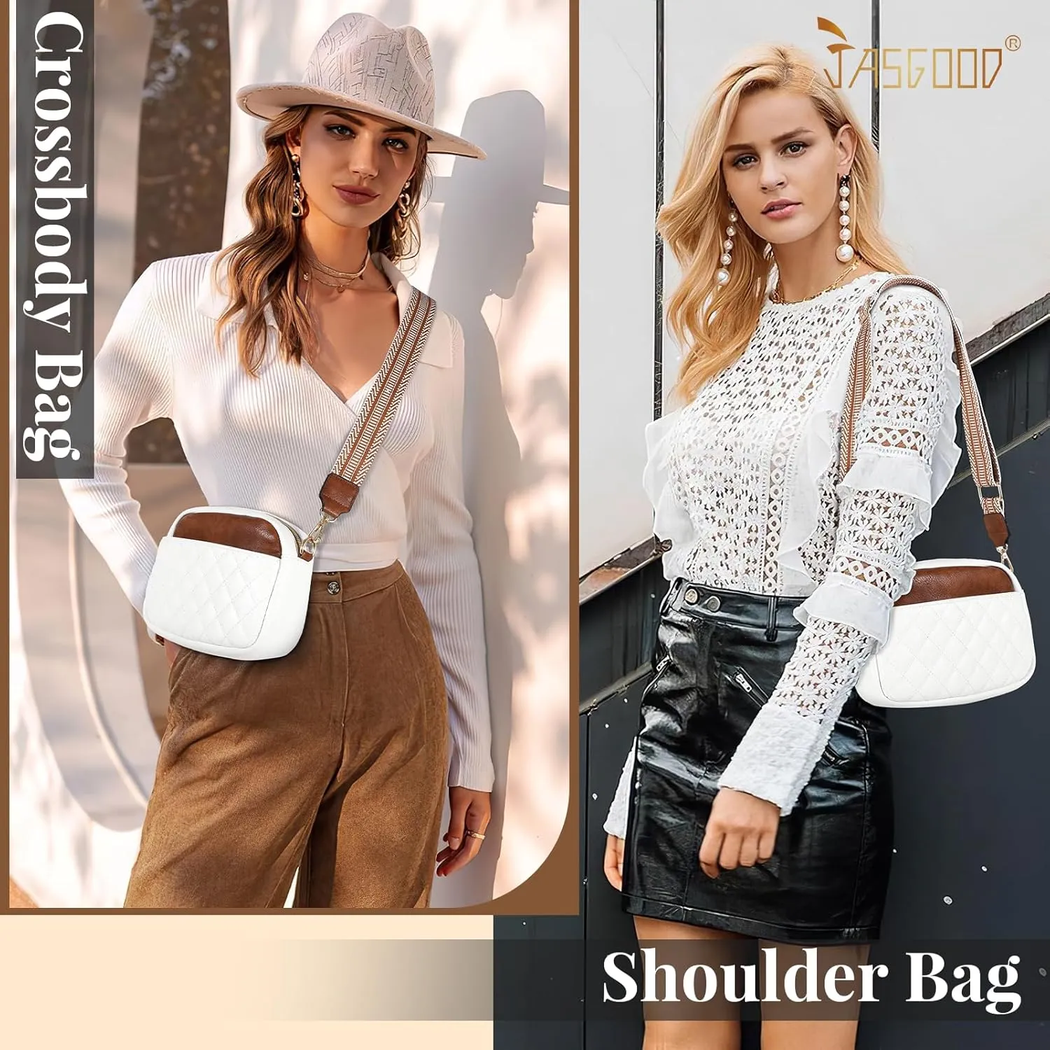 JASGOOD Crossbody Bags for Women, Leather Shoulder Purse and Handbags with Adjustable Strap