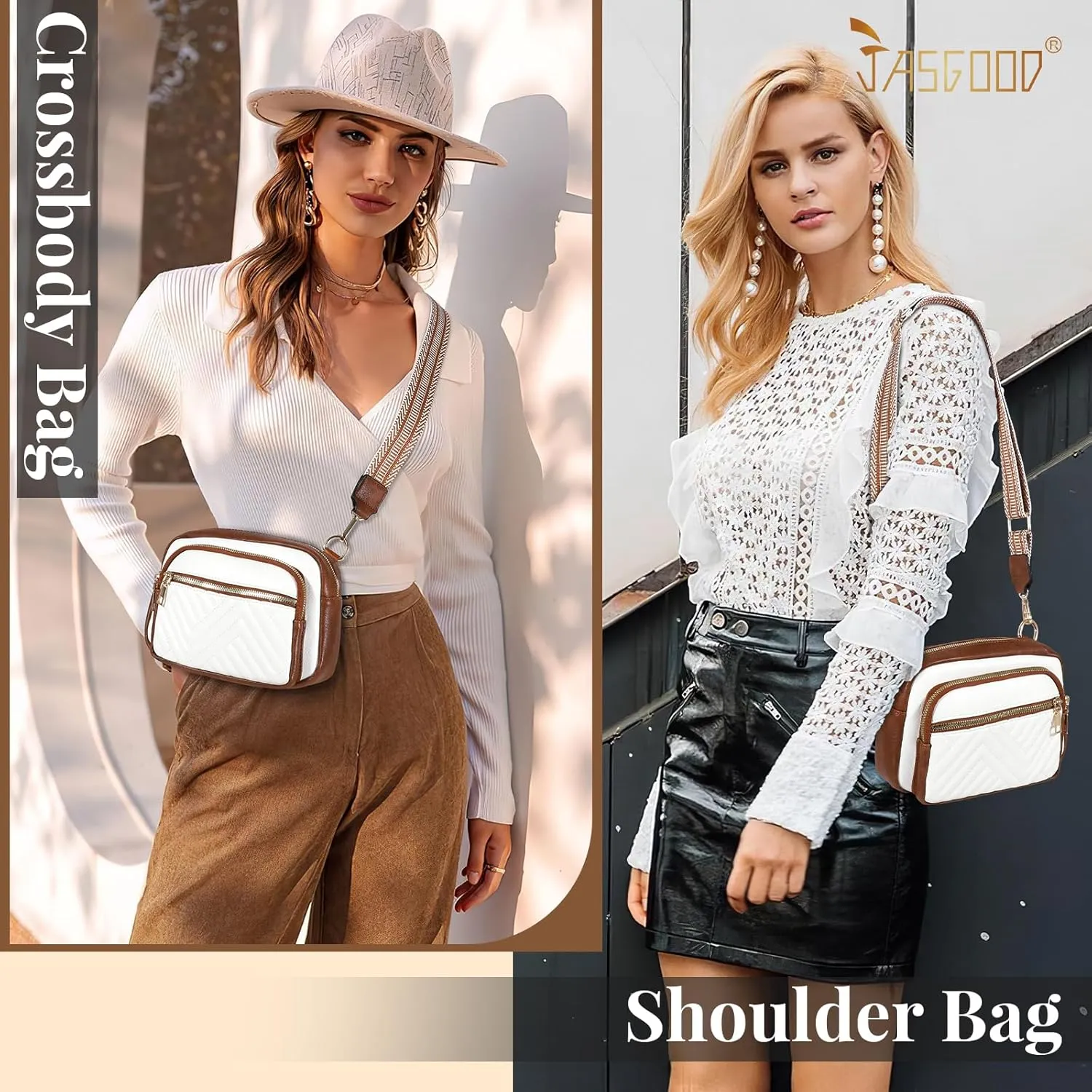 JASGOOD Crossbody Bags for Women, Leather Shoulder Purse and Handbags with Adjustable Strap