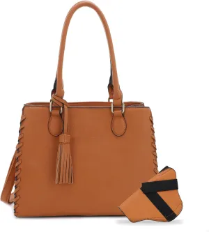 JESSIE & JAMES | Lioness Concealed Carry Satchel Bag with Tassel, Top Handle Purse with Crossbody Shoulder Strap