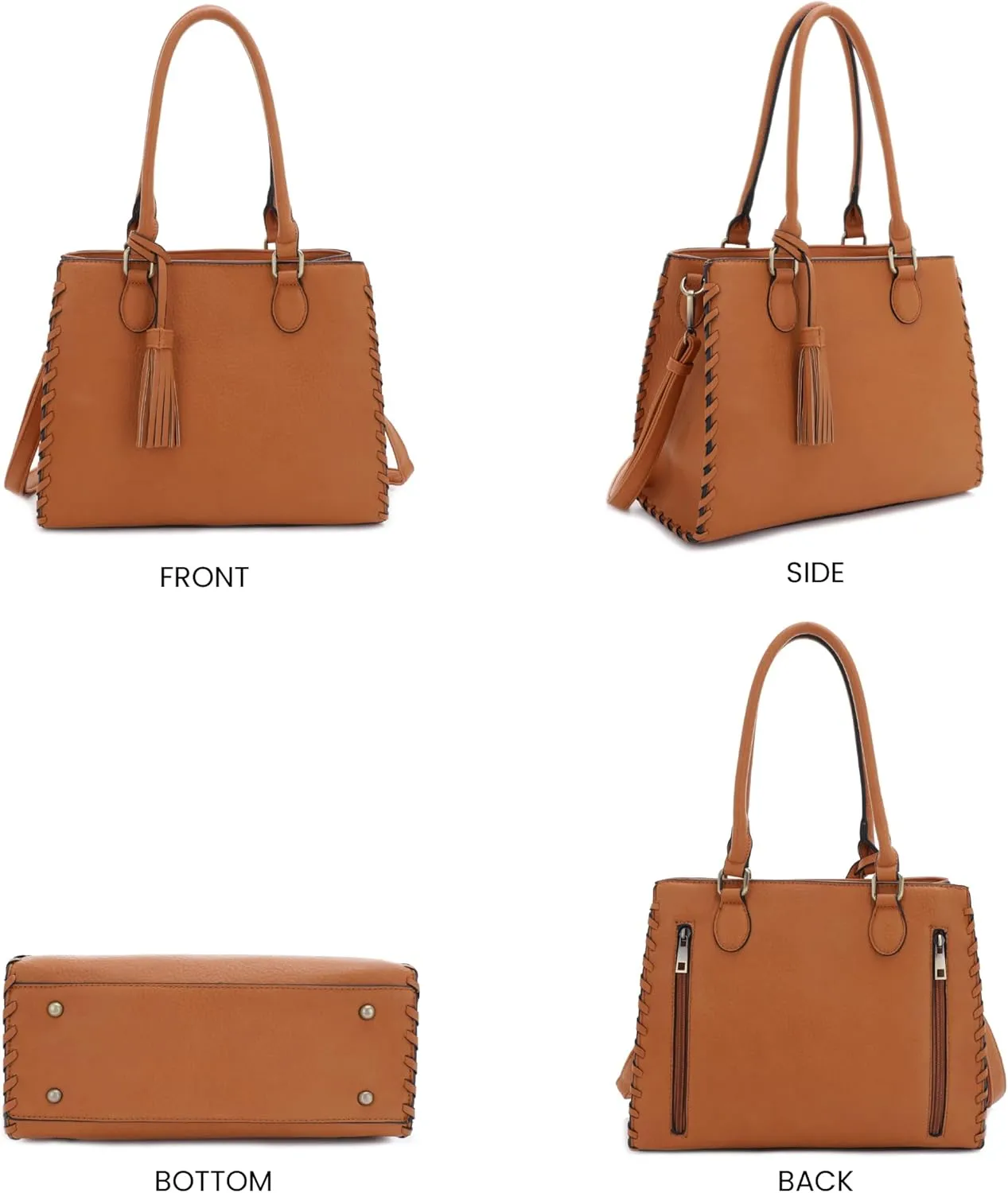 JESSIE & JAMES | Lioness Concealed Carry Satchel Bag with Tassel, Top Handle Purse with Crossbody Shoulder Strap