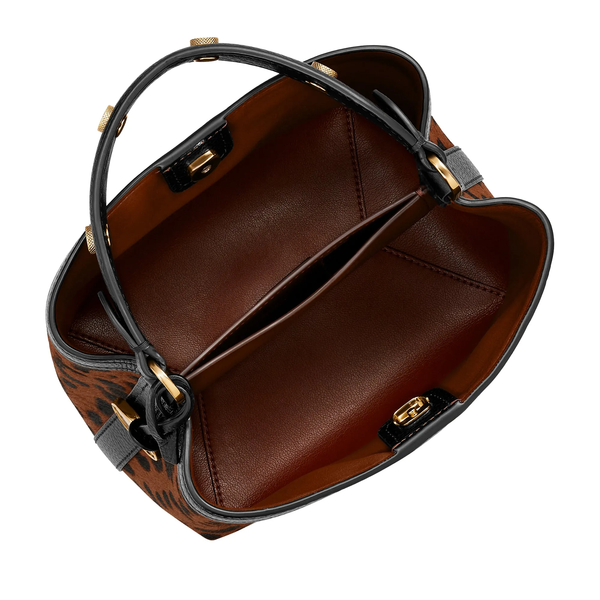 Jessie Haircalf Leather Small Bucket Crossbody Bag