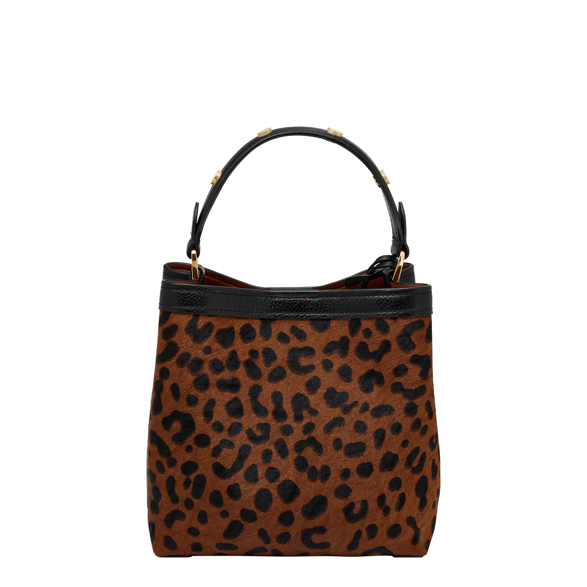Jessie Haircalf Leather Small Bucket Crossbody Bag