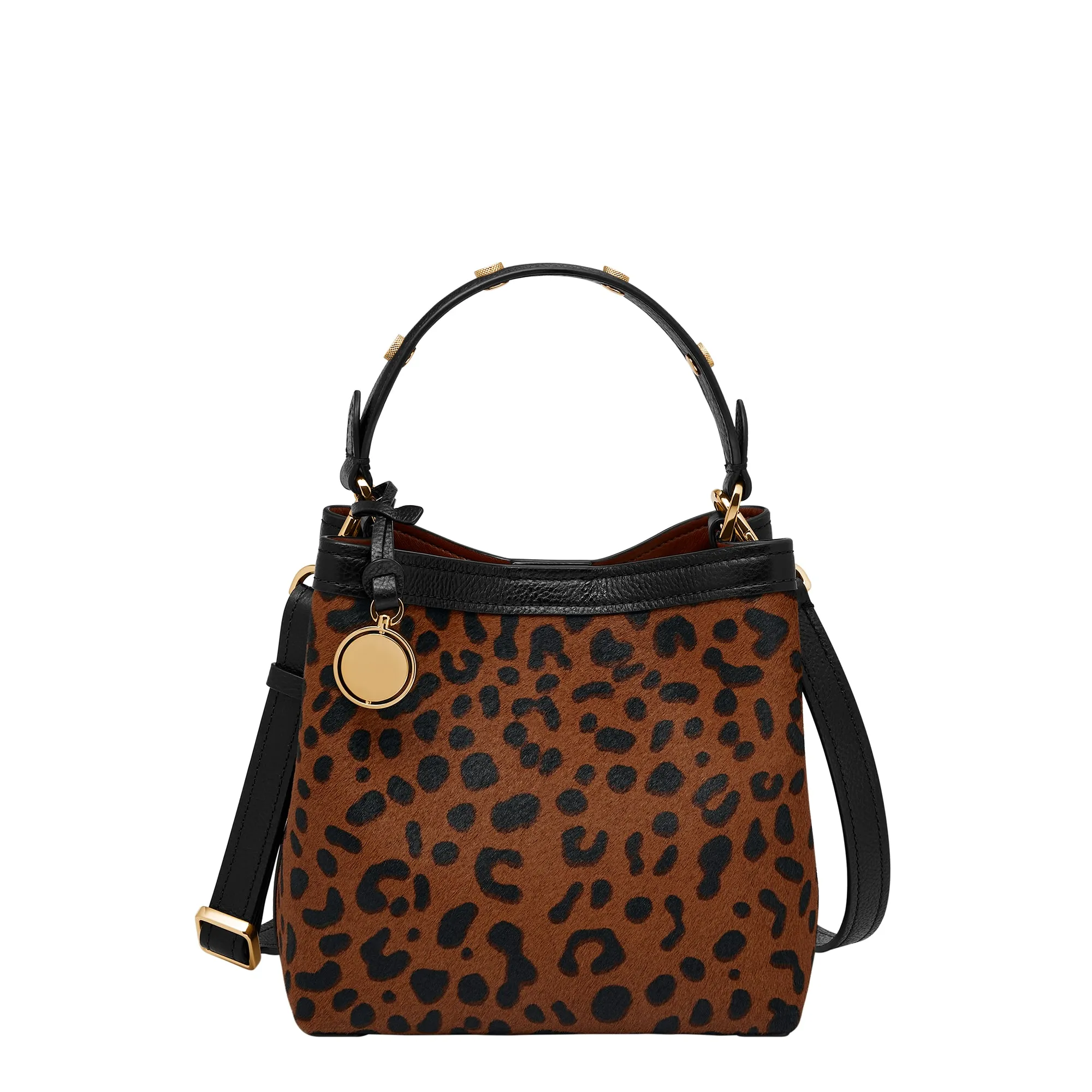 Jessie Haircalf Leather Small Bucket Crossbody Bag