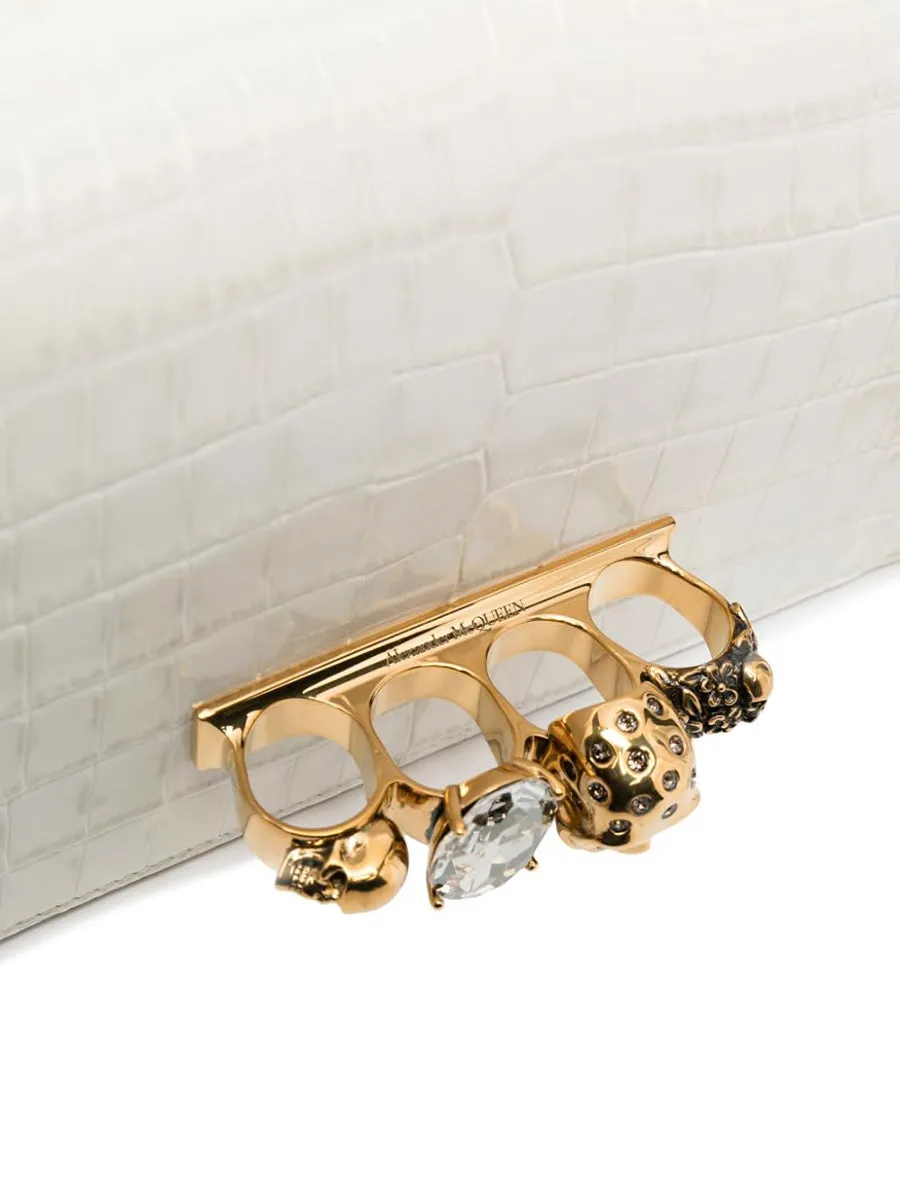 Jewelled Satchel in Embossed Ivory
