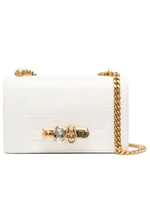Jewelled Satchel in Embossed Ivory