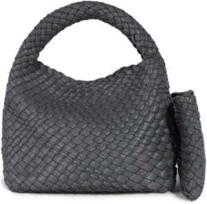 JINMANXUE Fashion Handbag for Women, Woven Tote Bucket Composite Bag, Knitting Chain Crossbody Shoulder Purse