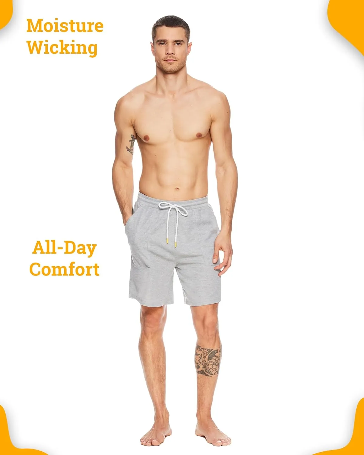 JOE BOXER Mens Lounge Shorts with Pockets, Moisture-Wicking Mens Pajama Shorts, Sweat Shorts Men with Drawstring