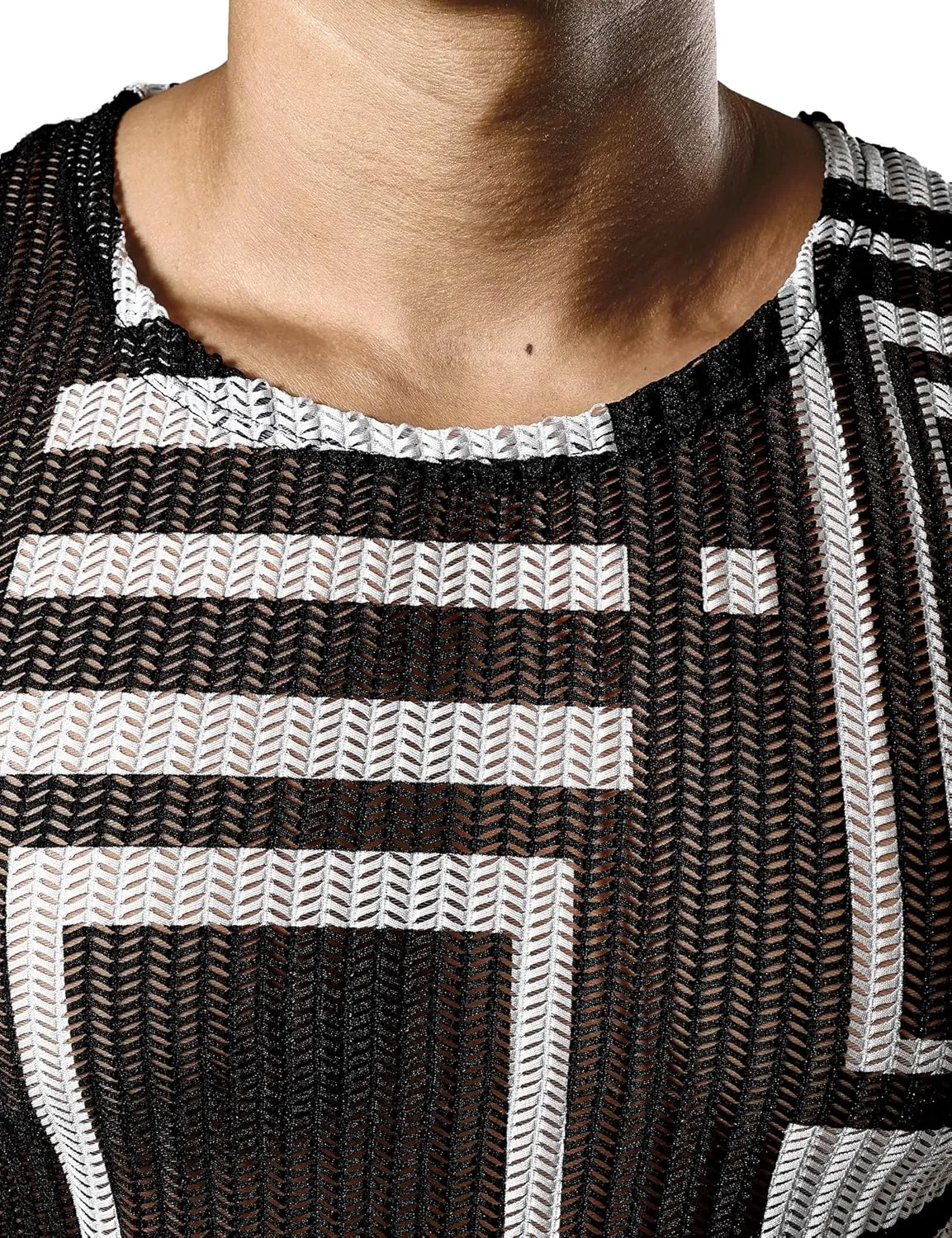 JOGAL Mens Boho Summer Tank Top Sleeveless Muscle Mesh Shirt