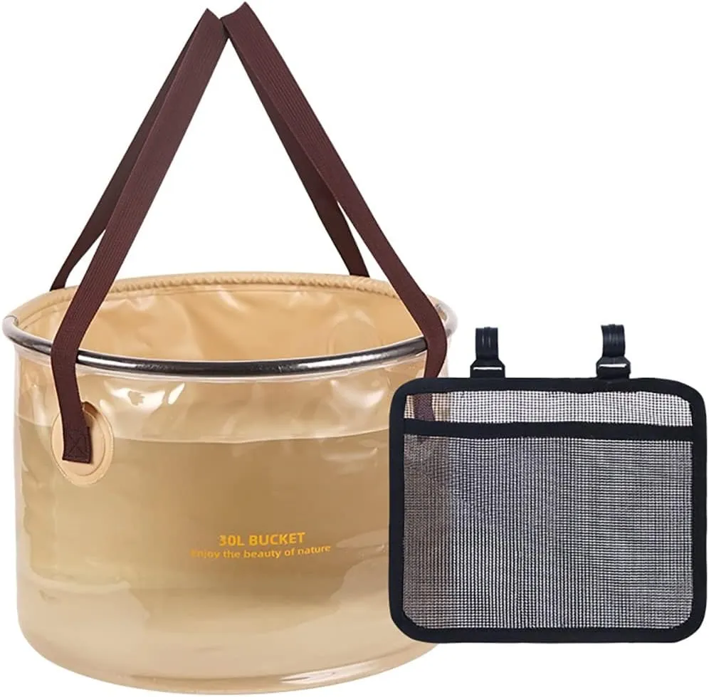 JOKIVTOU Translucent Folding Bucket,Outdoor Wash Basin/30L Folding Bucket/Water Container/Fishing Bucket,Collapsible Camp Kitchen Bucket,Collapsible Portable Camping Bucket
