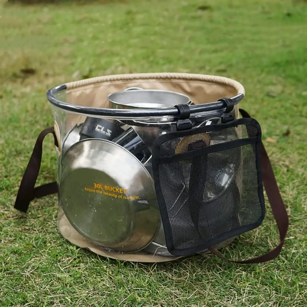 JOKIVTOU Translucent Folding Bucket,Outdoor Wash Basin/30L Folding Bucket/Water Container/Fishing Bucket,Collapsible Camp Kitchen Bucket,Collapsible Portable Camping Bucket