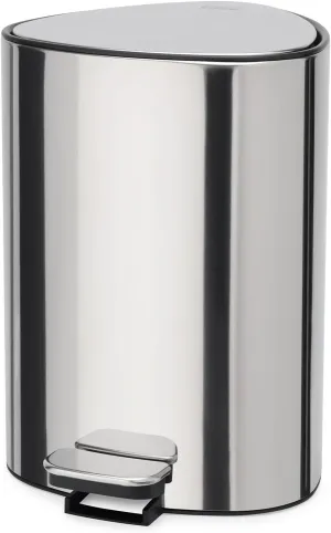 Joseph Joseph EasyStore Luxe Stainless Steel 5 Liter Pedal/1.3 Gallon Trash Can with Bin Liner Storage, Soft-Close Lid, Removable Inner Bucket, for Bathroom, Bedroom, Office