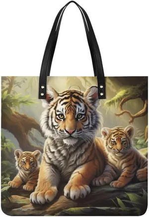 Jungle Animals Tote Bag Durable Water-Resistant Handbags Lightweight Tote for Travel Work Book