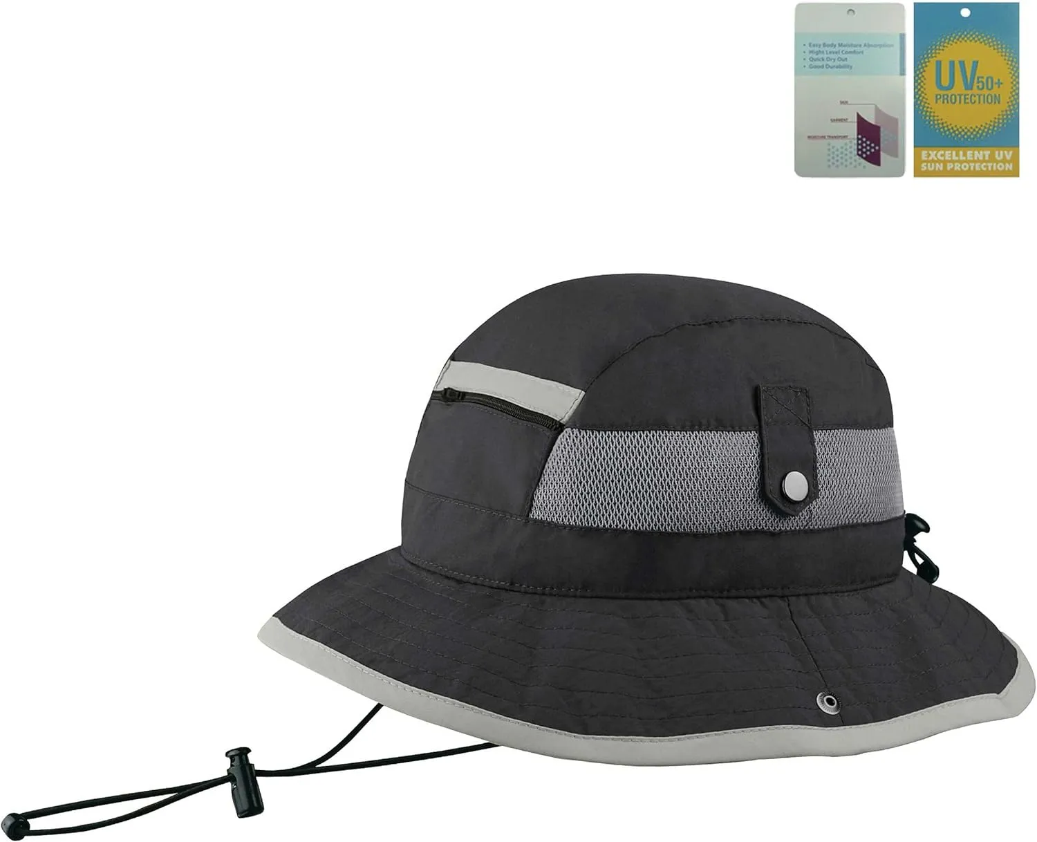 Juniper Taslon UV Bucket Hat with Snaps Brim and Mesh Side Panel