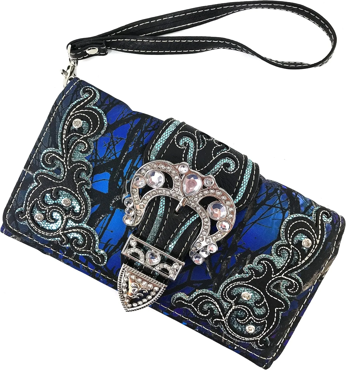 Justin West Camouflage Tree Branches Bling Rhinestone Cross Wings Handbag Purse Messenger Bags and Wallets