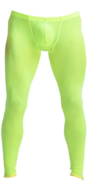 K-Men Men Ice Silk Underwear Low Rise Slim Legging Tight Pant Mesh Long Trousers