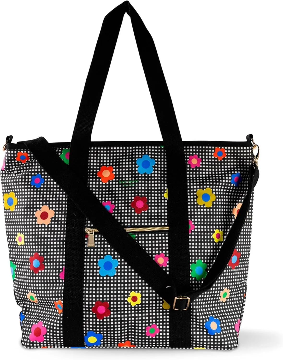 kate spade new york Large Capacity Insulated Cooler Tote Bag, Soft Sided Portable Beach Cooler with Shoulder Strap, Gingham Garden