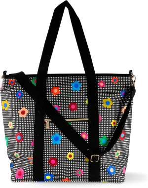 kate spade new york Large Capacity Insulated Cooler Tote Bag, Soft Sided Portable Beach Cooler with Shoulder Strap, Gingham Garden