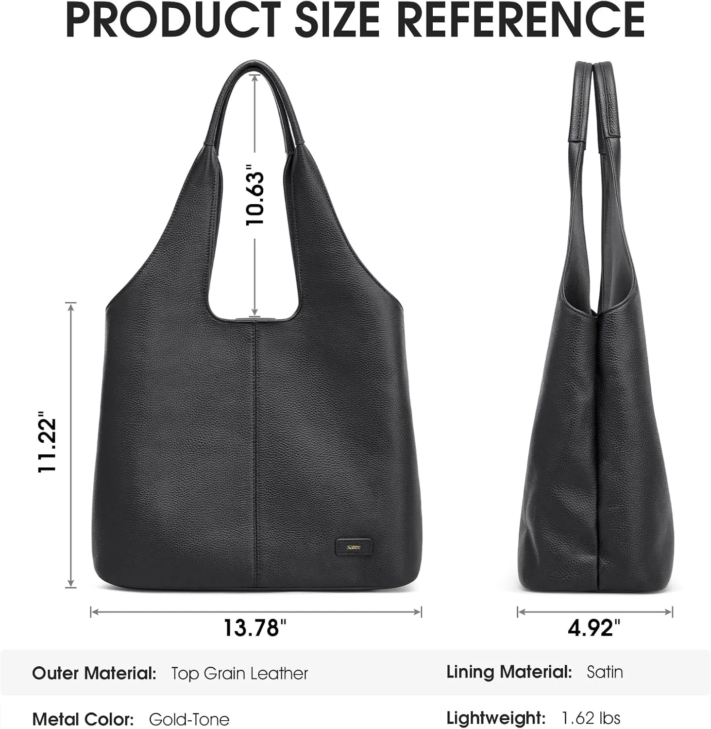 Kattee Leather Tote Bag Purse for Women, Leather Womens Tote Handbags Hobo Shoulder Bags, Large Capacity