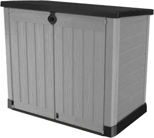 Keter Store-It-Out Ace 4.75 x 2.7 Foot Resin Outdoor Storage Shed with Easy Lift Hinges, Perfect for Trash Cans, Yard Tools, and Pool Toys - Bin Opening Kit Included