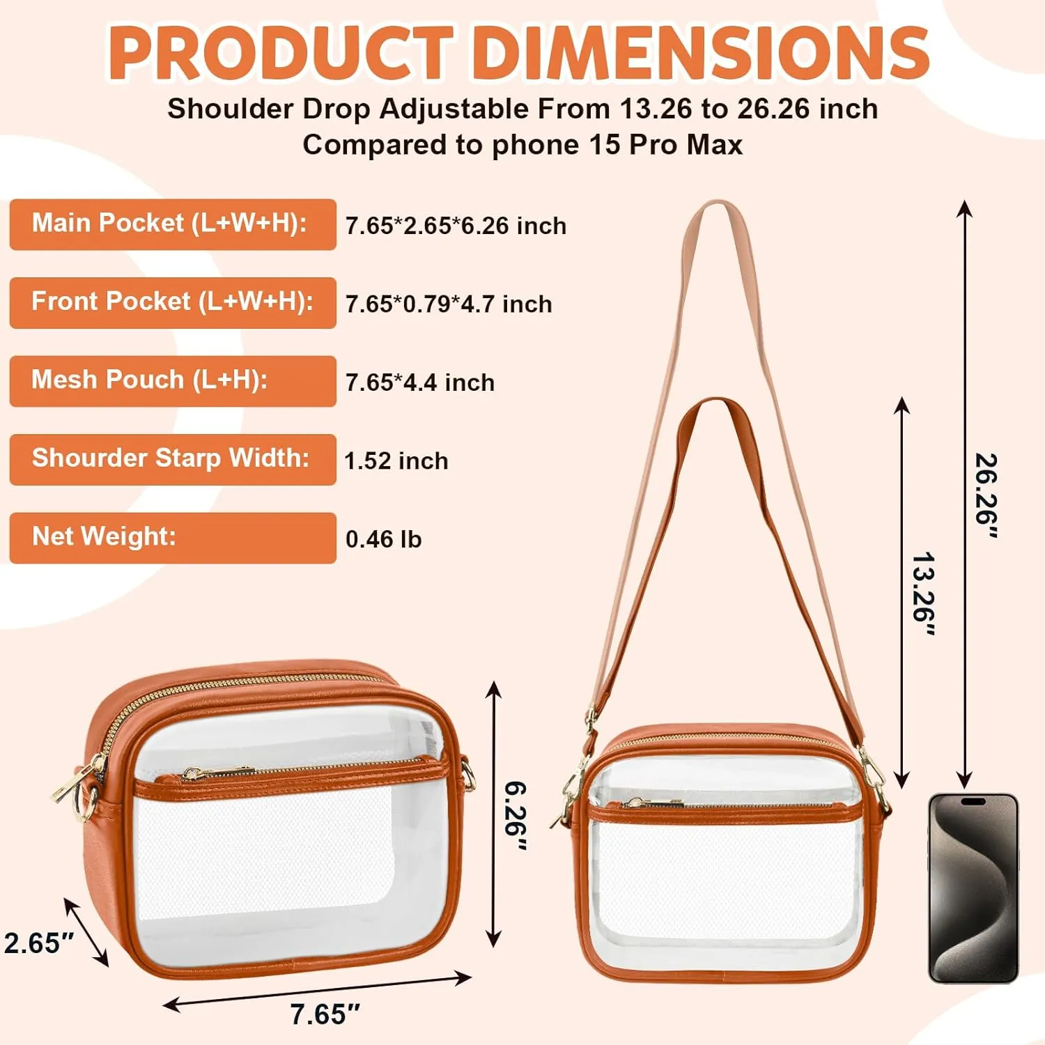 KETIEE Clear Crossbody Bag, Stadium Approved Clear Purse Bag for Concerts Sports Events Festivals