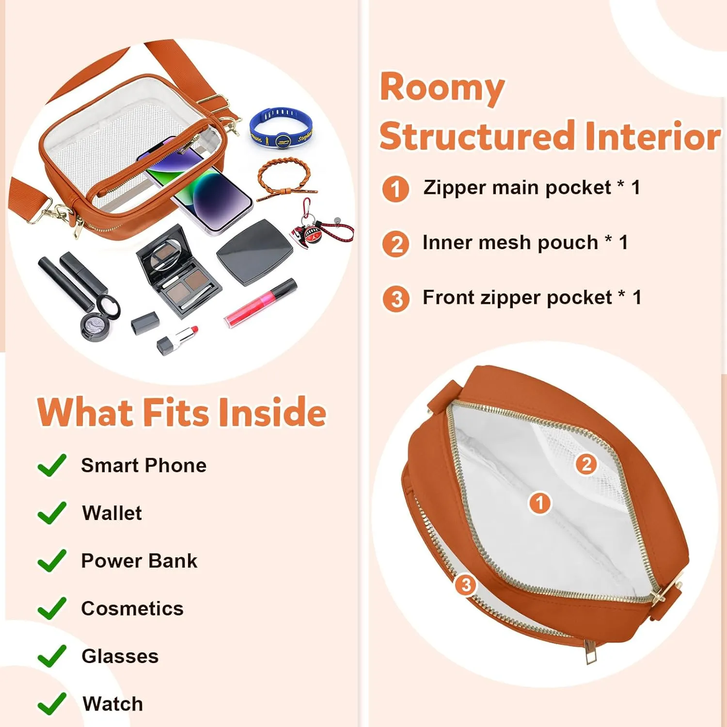KETIEE Clear Crossbody Bag, Stadium Approved Clear Purse Bag for Concerts Sports Events Festivals