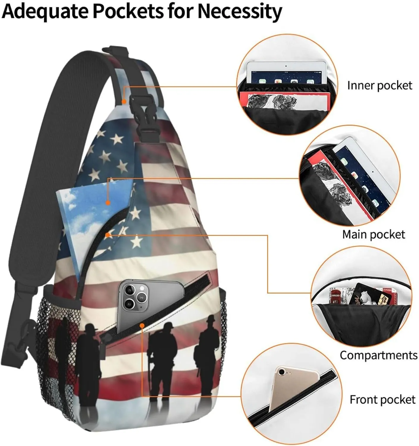 KHiry Sling Bag for Women Men Crossbody Bag Small Sling Backpack Softball Chest Bag Hiking Daypack