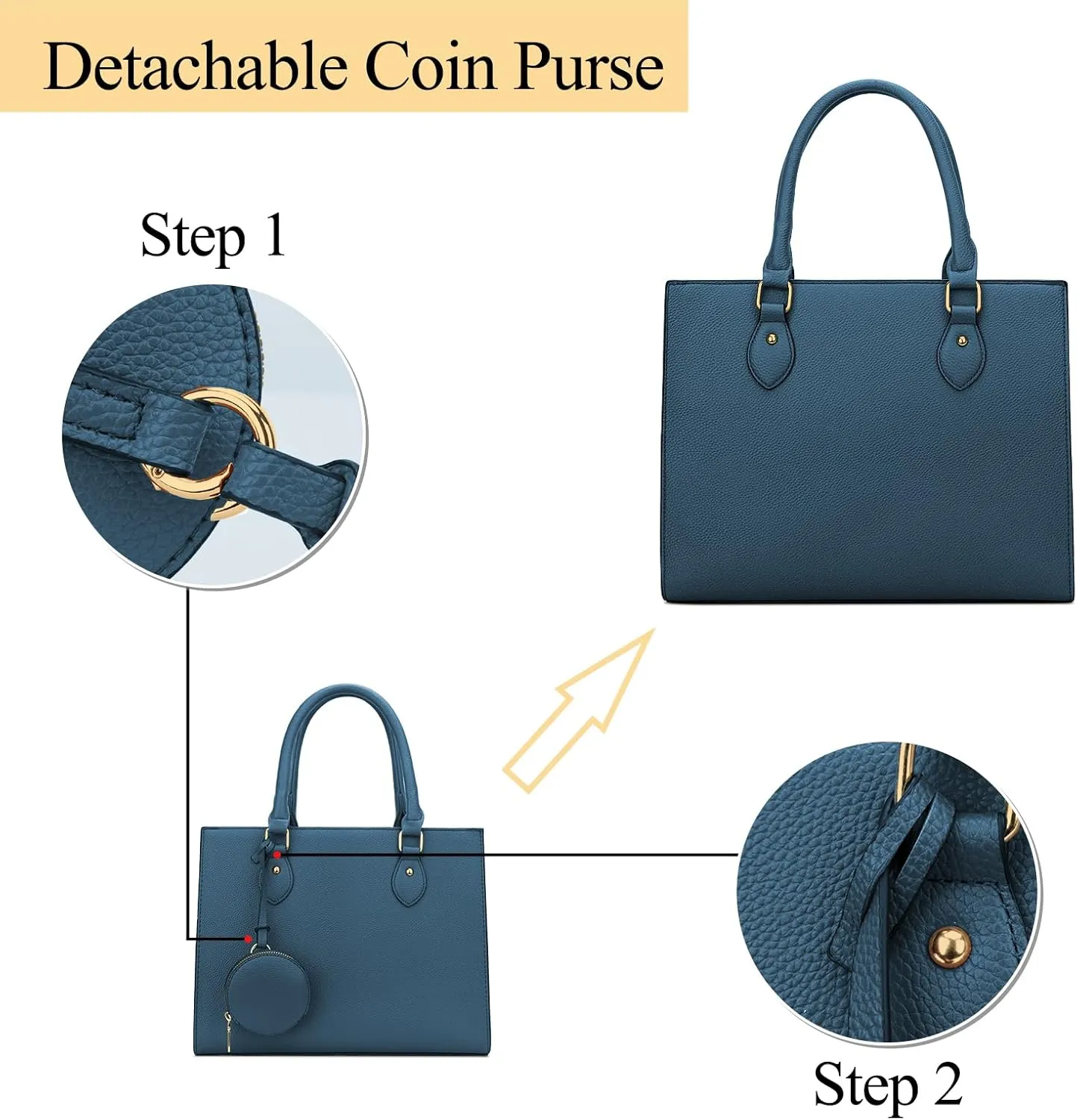 KKXIU Purses and Handbags for Women Vegan Leather Tote Shoulder Bag Ladies Top Handle Satchel with Coin Purse