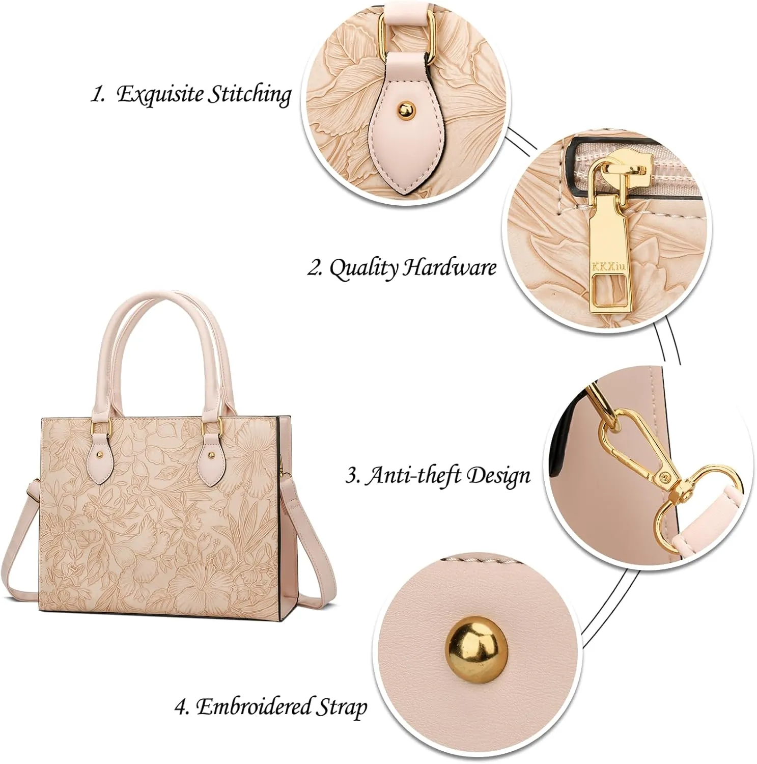 KKXIU Purses and Handbags for Women Vegan Leather Tote Shoulder Bag Ladies Top Handle Satchel with Coin Purse