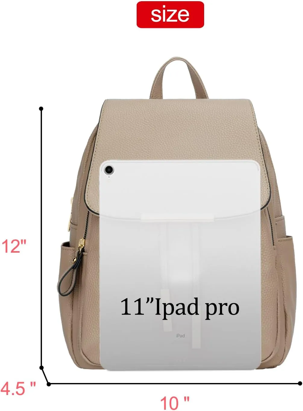 KKXIU Trendy Leather Backpack Purse for Women and Ladies Shoulder Travel Daypacks Bags (A-Khaki)