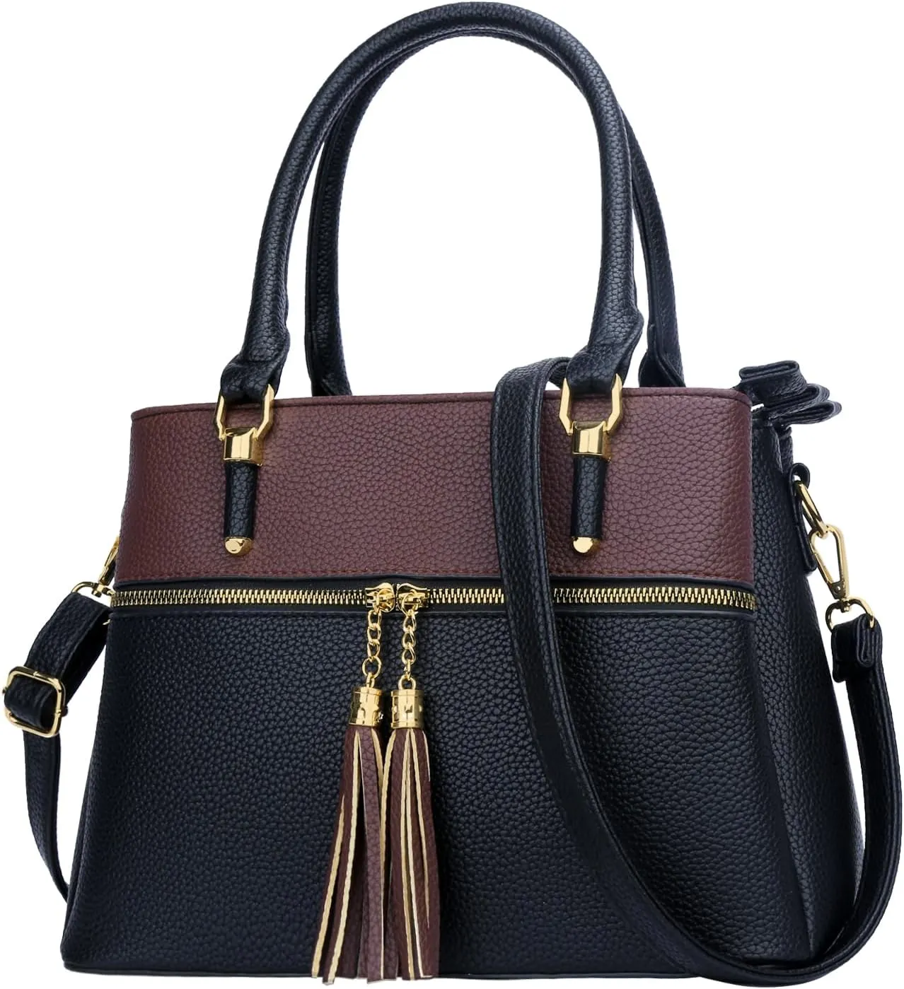 KKXIU Women Satchel Bags Handle Shoulder Handbags and Purses Pockets Zipper Leather Crossbody Bags
