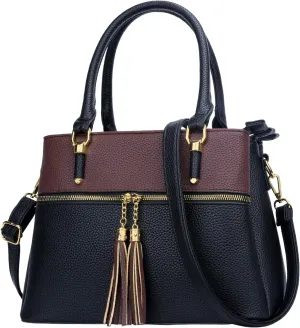 KKXIU Women Satchel Bags Handle Shoulder Handbags and Purses Pockets Zipper Leather Crossbody Bags