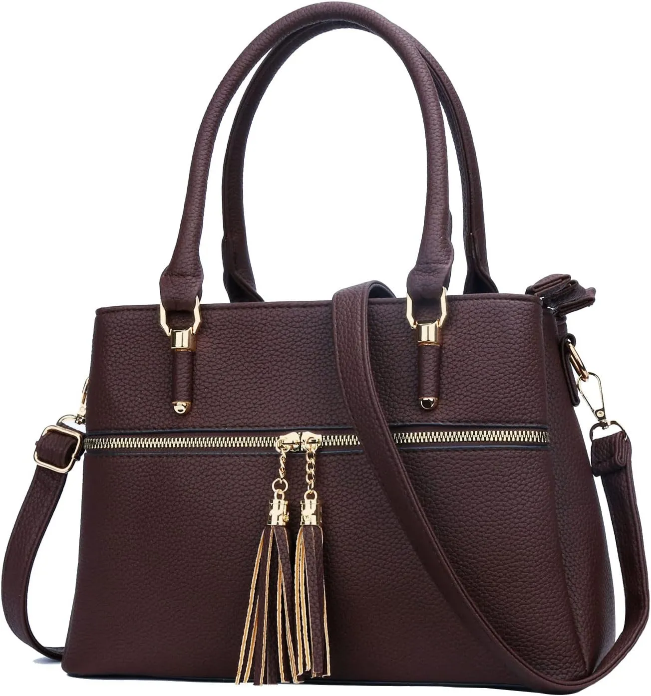 KKXIU Women Satchel Bags Handle Shoulder Handbags and Purses Pockets Zipper Leather Crossbody Bags