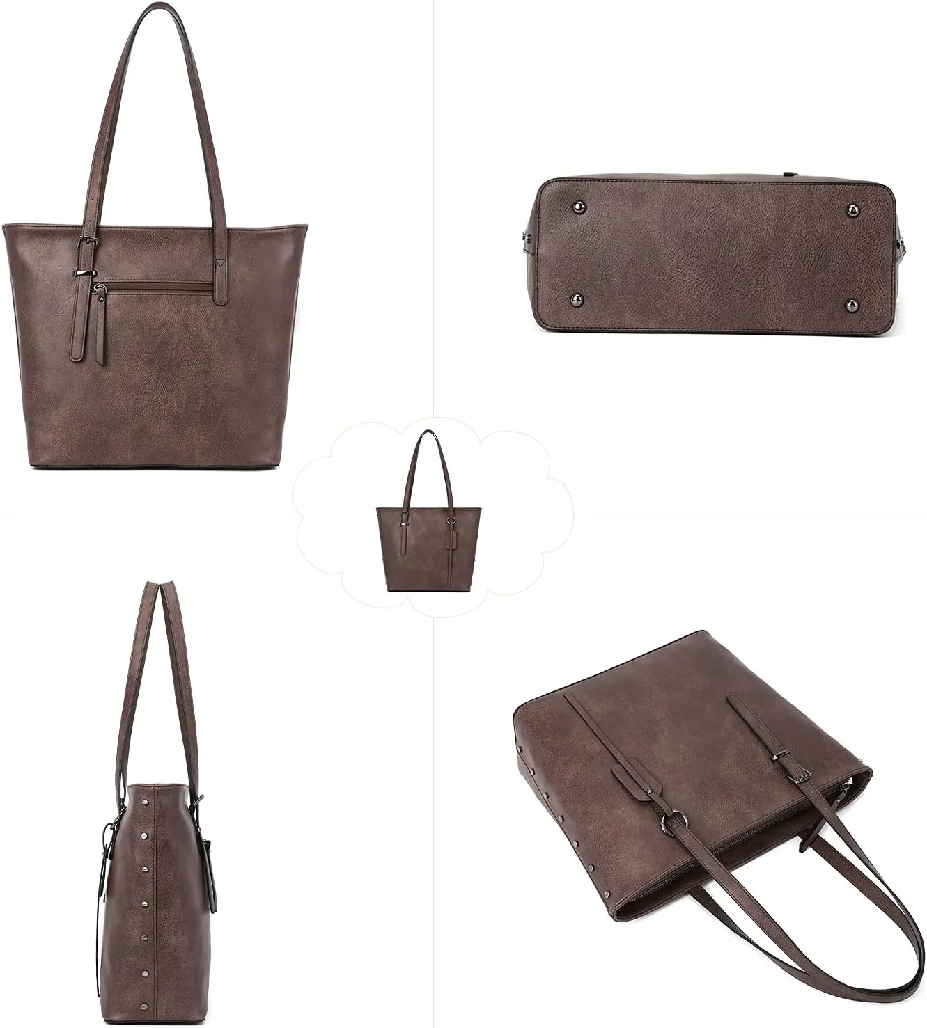 KL928 Handbag for Women Tote Bag PU Leather Large Shoulder Bag Top Handle Satchel Purses 2Pcs Set