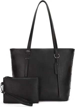 KL928 Handbag for Women Tote Bag PU Leather Large Shoulder Bag Top Handle Satchel Purses 2Pcs Set