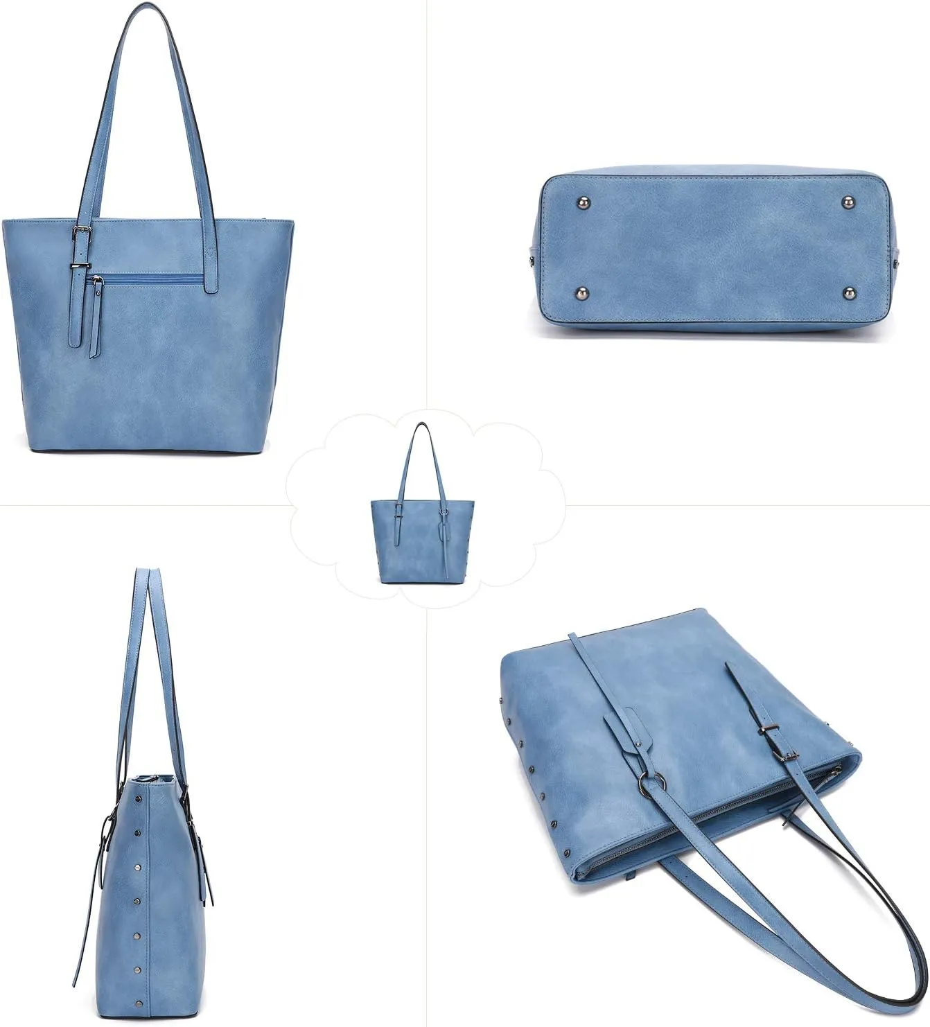 KL928 Handbag for Women Tote Bag PU Leather Large Shoulder Bag Top Handle Satchel Purses 2Pcs Set