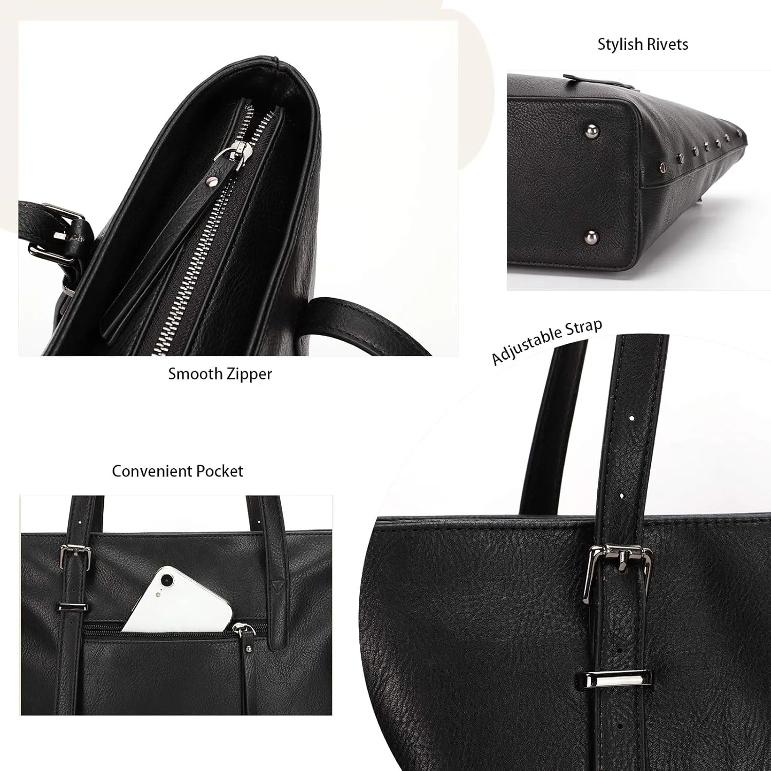 KL928 Handbag for Women Tote Bag PU Leather Large Shoulder Bag Top Handle Satchel Purses 2Pcs Set