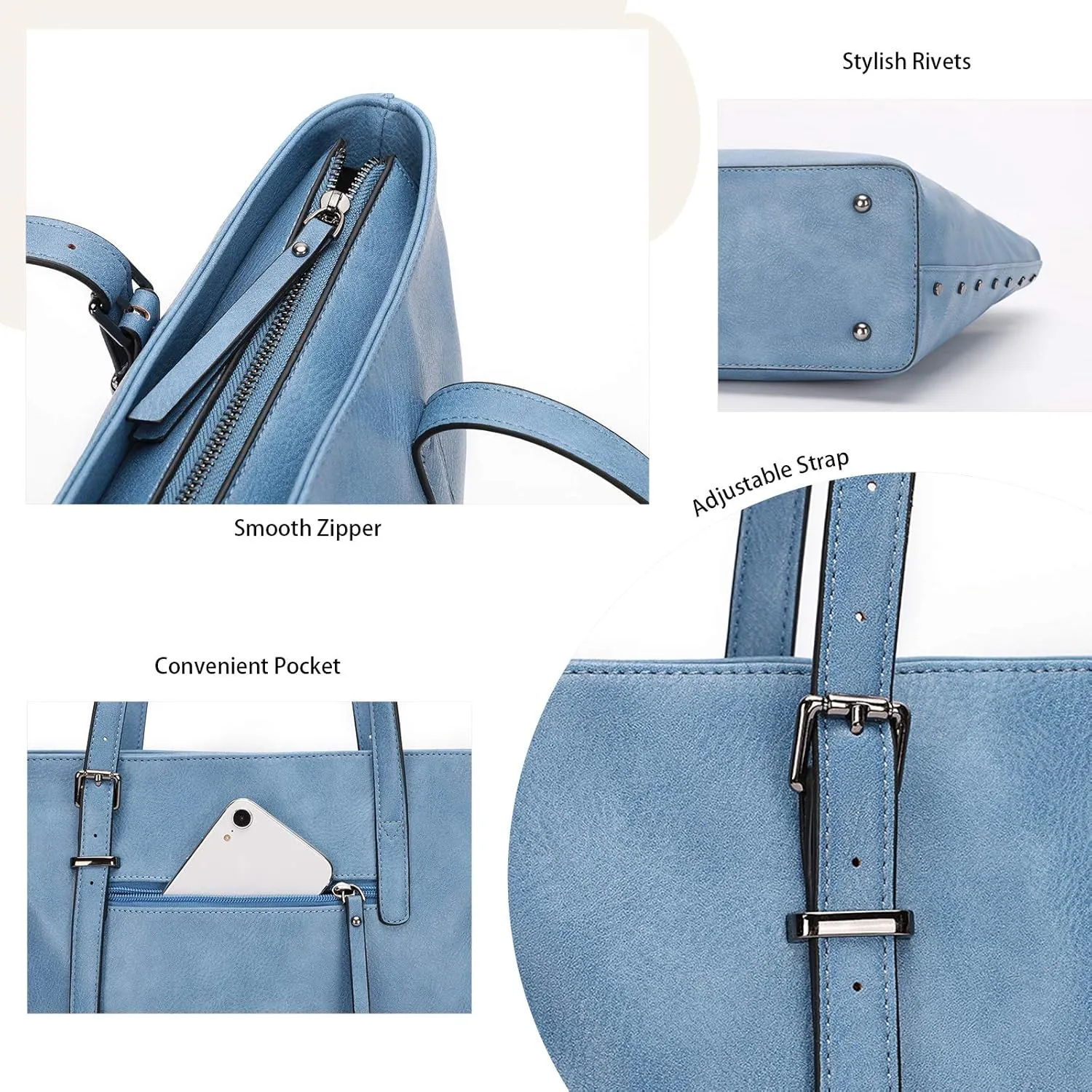 KL928 Handbag for Women Tote Bag PU Leather Large Shoulder Bag Top Handle Satchel Purses 2Pcs Set