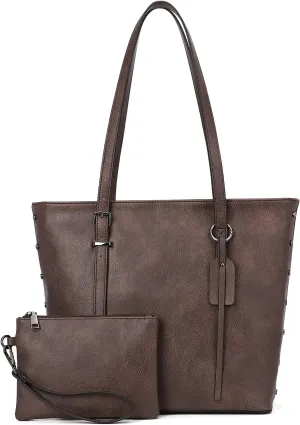 KL928 Handbag for Women Tote Bag PU Leather Large Shoulder Bag Top Handle Satchel Purses 2Pcs Set