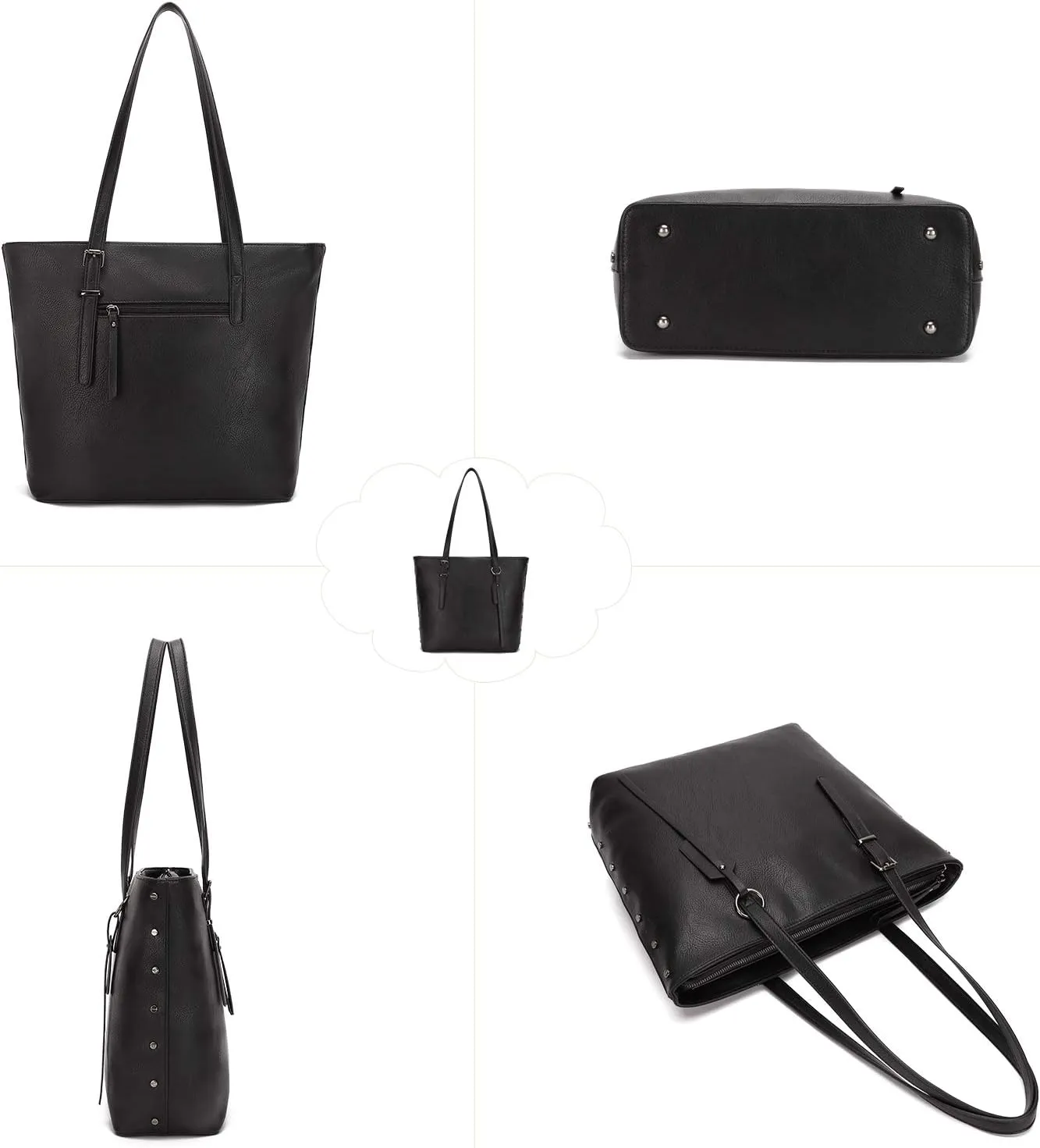 KL928 Handbag for Women Tote Bag PU Leather Large Shoulder Bag Top Handle Satchel Purses 2Pcs Set
