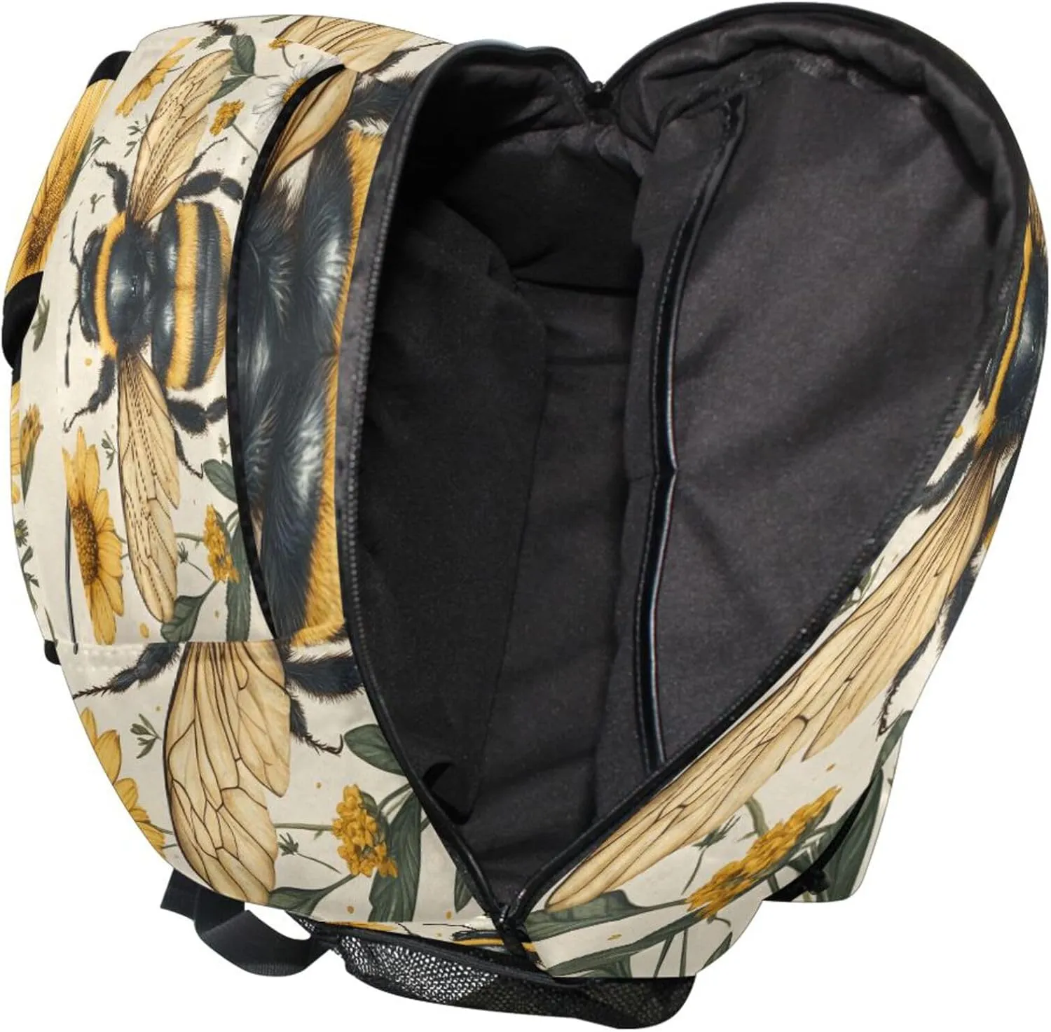 KLL Laptop Backpack for Teacher Nurse Fashion Laptop Bookbag with Chest Strap for Travel Trip Honey Bees Flowers