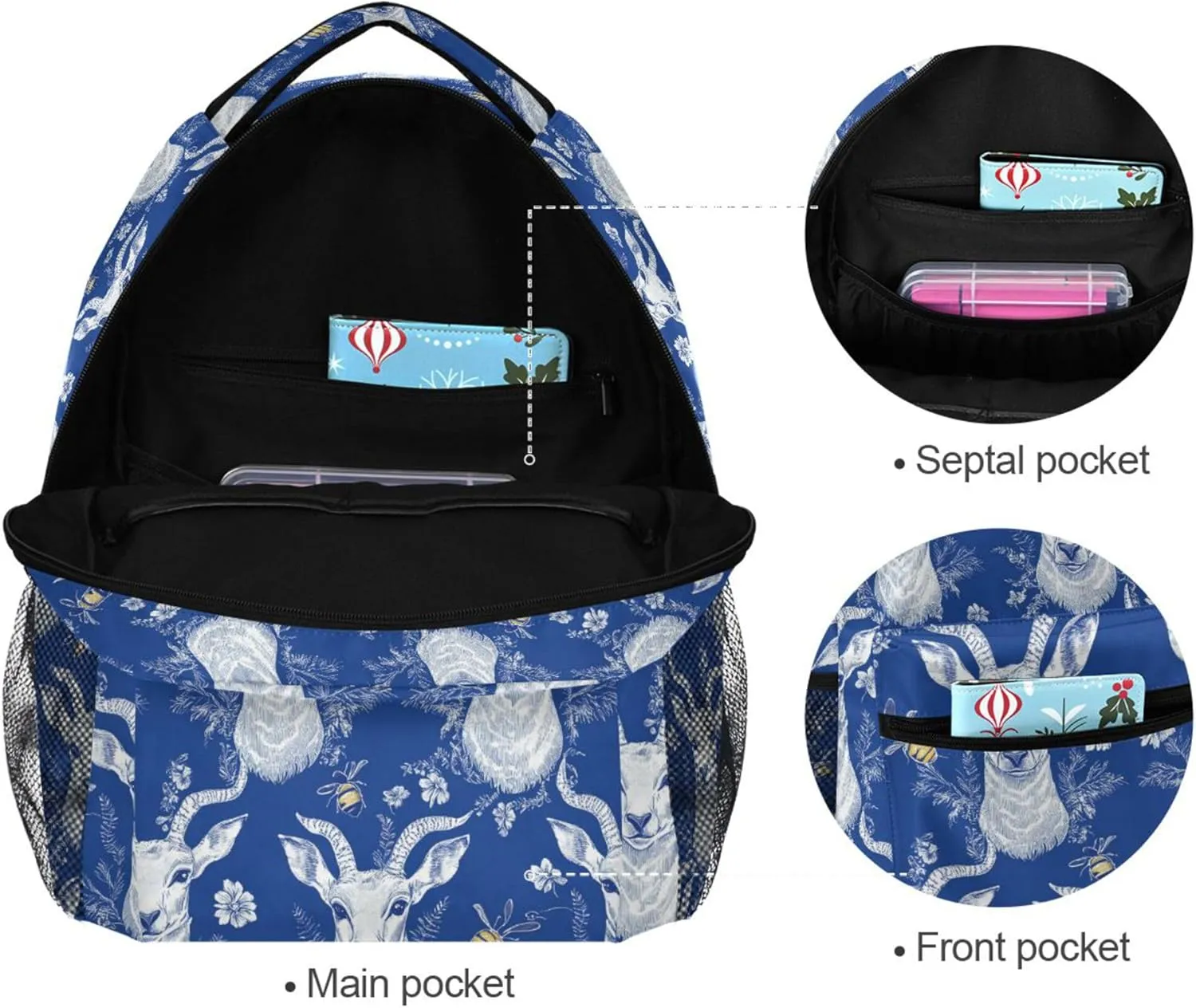 KLL Sport Backpack for Men and Women Waterproof Diaper Bag Backpack with Chest Strap for Business Work College Travel Trip Beauty Antelope Royal Blue