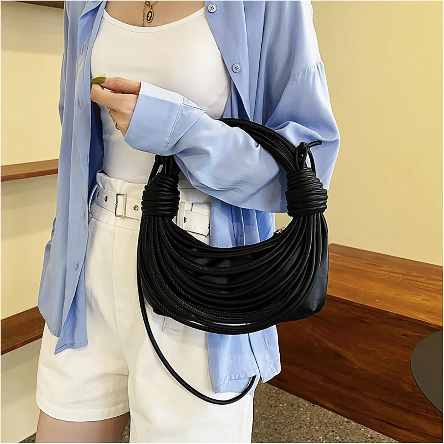 knotted woven tote bag handbag for women Woven Handbag Purse for Women Handwoven Satchel Clutch Purse