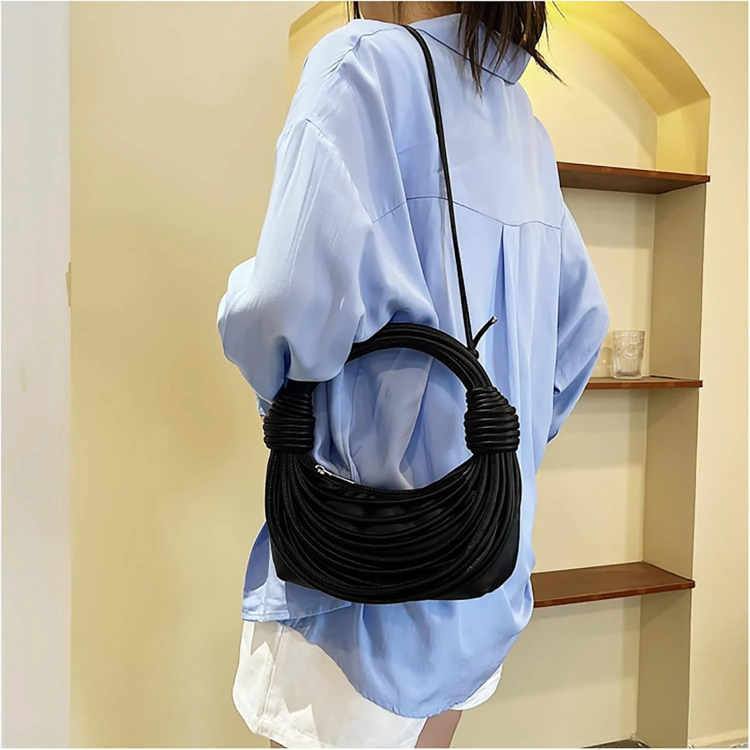knotted woven tote bag handbag for women Woven Handbag Purse for Women Handwoven Satchel Clutch Purse